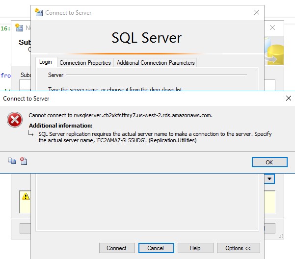 New SQL Subscription Error