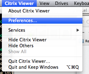 Citrix Viewer Preferences for Keyboard