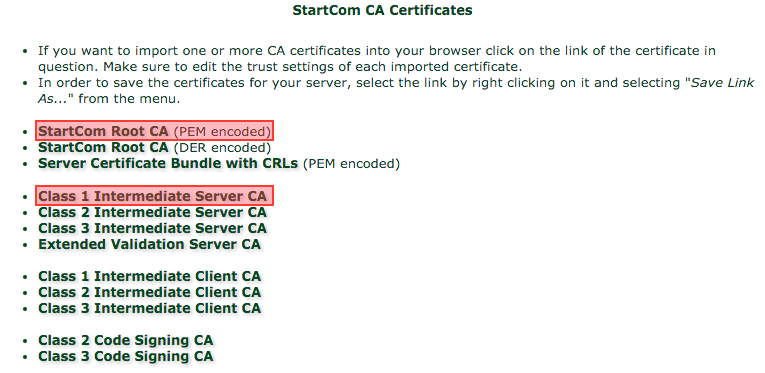 StarCom CA Certificates